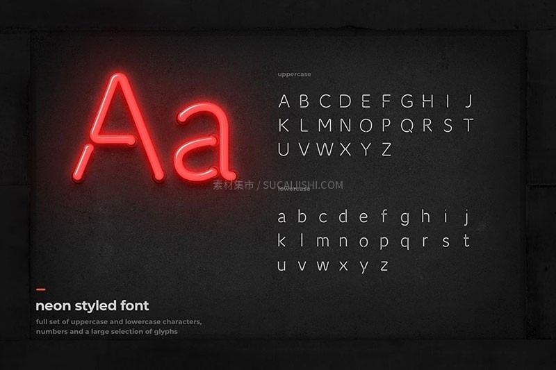 酒吧招牌霓虹灯特效PS样式模板